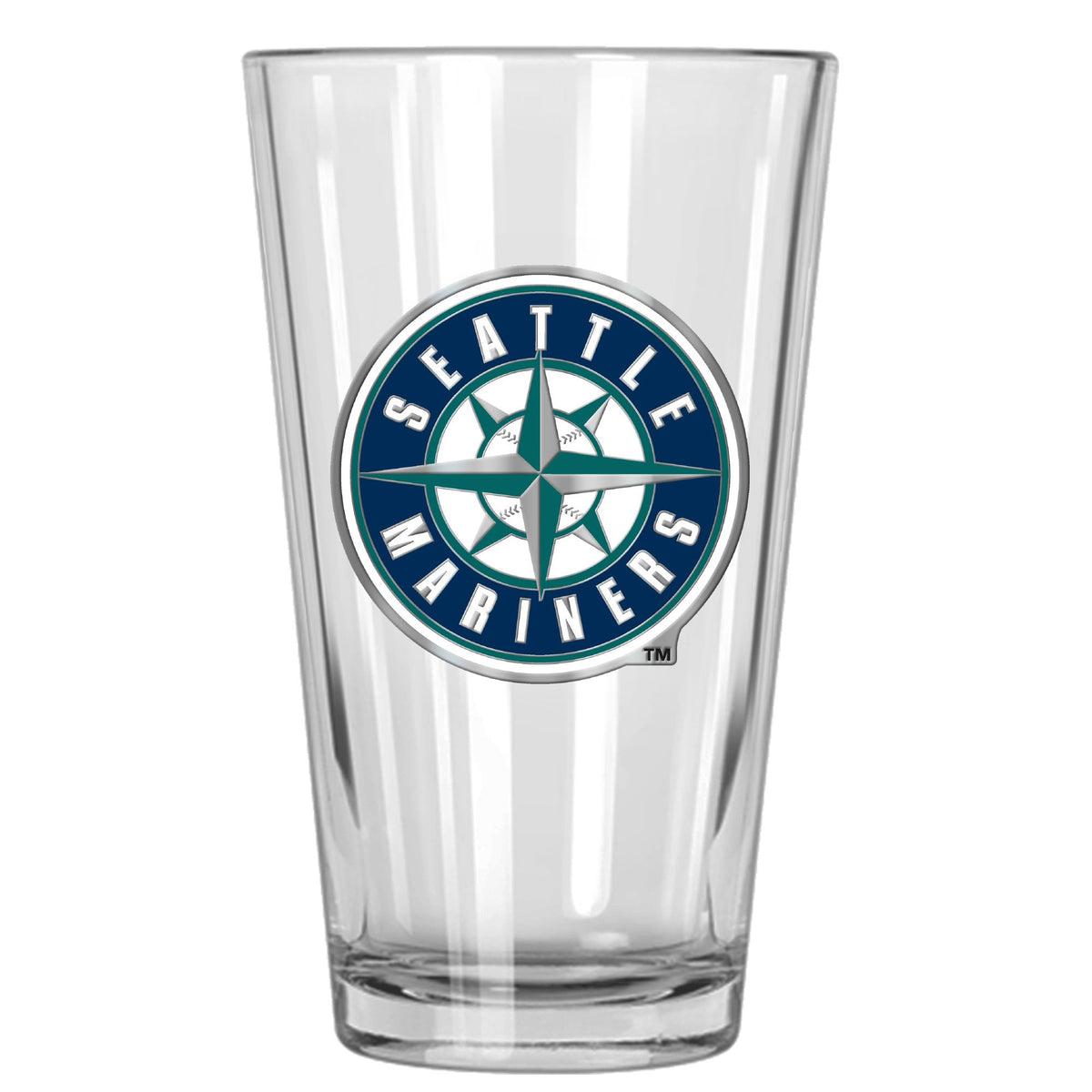 Seattle Mariners 16 oz. Pint Glass with Metal Emblem – Great American