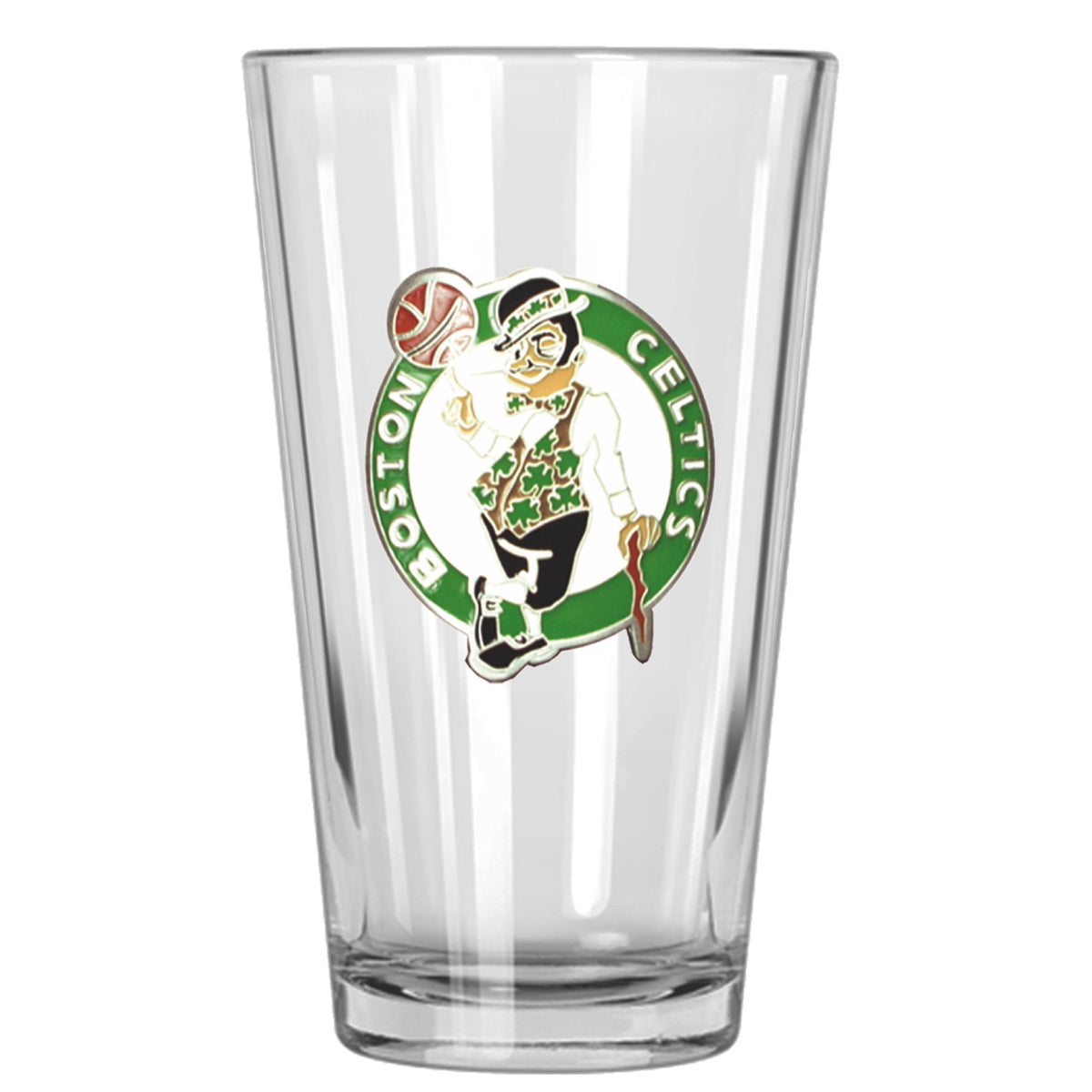 Boston Celtics 16 oz. Pint Glass with Metal Emblem – Great American